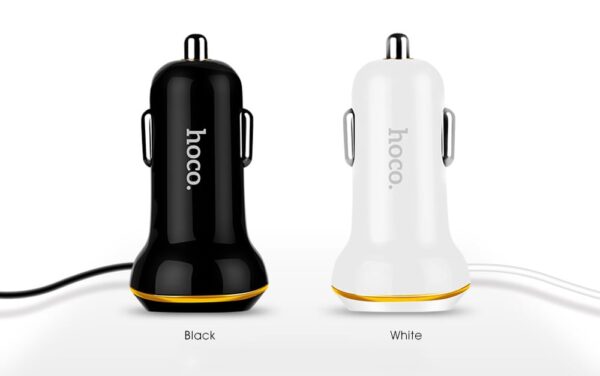 HOCO Z5 Car Charger with Type-C Micro USB 8 Pin 3 in 1 Cable  -  BLACK - Image 4