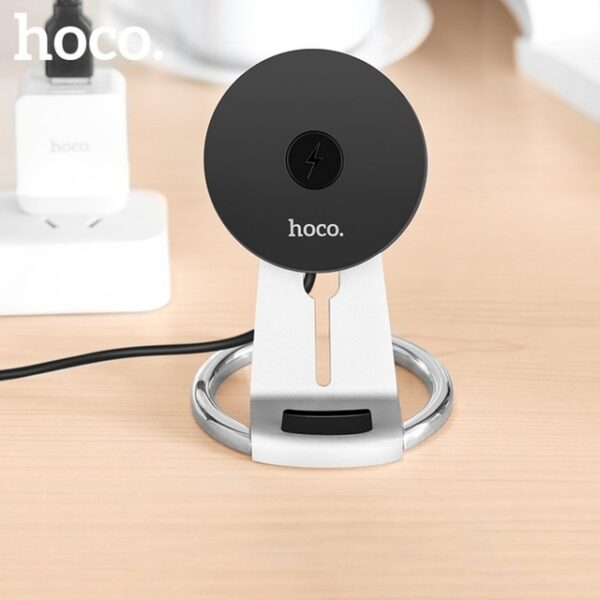 HOCO CW5 Qi Wireless Charging Pad Stand Desktop Holder  -  SILVER - Image 4
