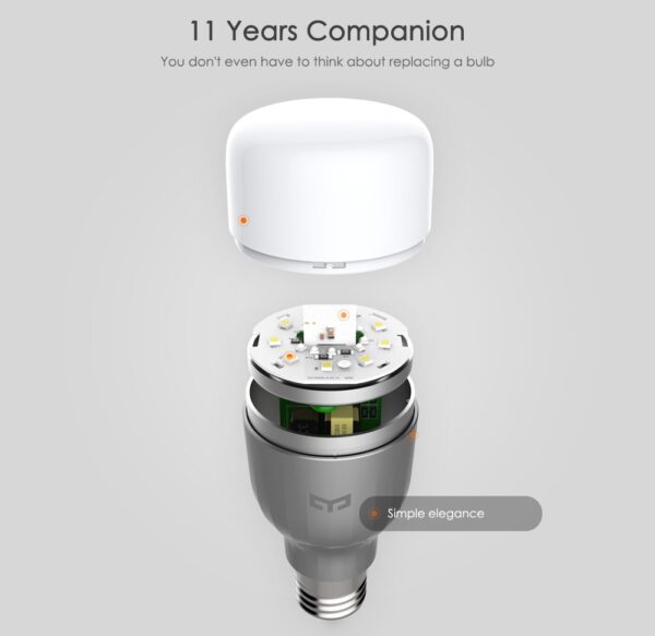 Xiaomi Yeelight AC220V RGBW E27 Smart LED Bulb  -  SILVER - Image 4