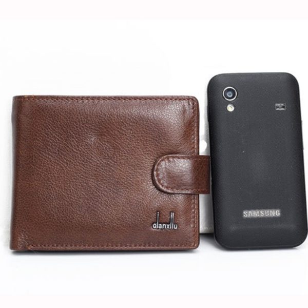 100% genuine leather  best wallets for man real purse with coin pocket trifold wallet  cowhide leather - Image 2