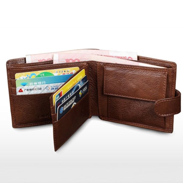 100% genuine leather  best wallets for man real purse with coin pocket trifold wallet  cowhide leather - Image 5