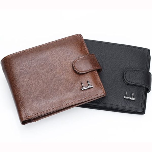100% genuine leather  best wallets for man real purse with coin pocket trifold wallet  cowhide leather - Image 6