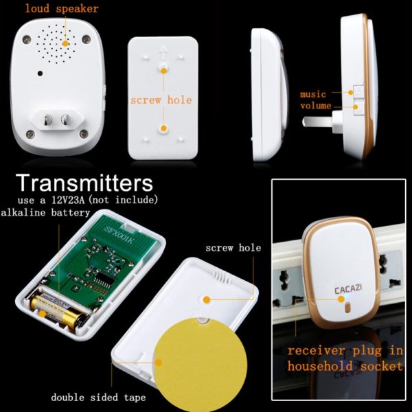 1PC Wireless LED Ring Doorbell Remote Control 36 Rings 1 Transmitter 1 Receiver - Image 2