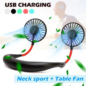 2000 mAh USB Portable  Hands-free Neck Fan Hanging Rechargeable Mini Sports