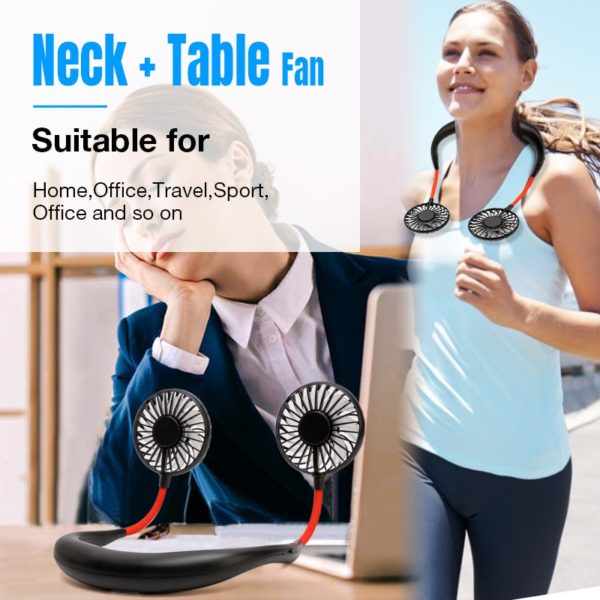 2000 mAh USB Portable  Hands-free Neck Fan Hanging Rechargeable Mini Sports - Image 5