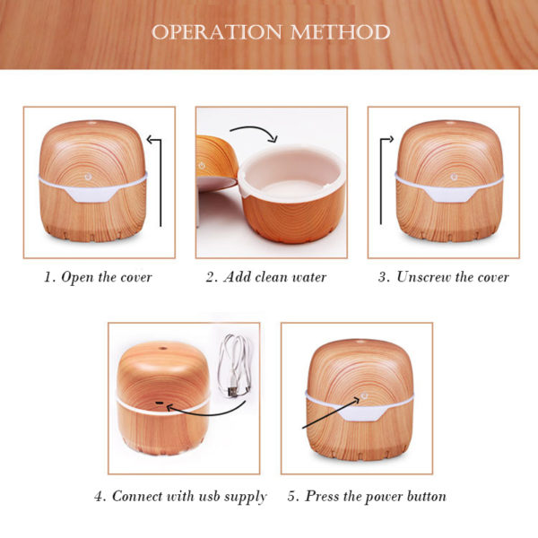 300ML Ultrasonic Essential Oil Diffuser USB Air Humidifier Home Office Water Mist Maker Wood Grain Electric Aroma Diffuser - Image 6