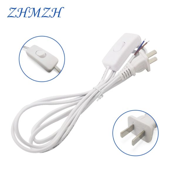 AC Power Cord 1.8m on-off Switch Plug Wire Two-pin  Cable Extension Cords Black White Line For LED lamp - Image 3