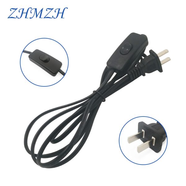 AC Power Cord 1.8m on-off Switch Plug Wire Two-pin  Cable Extension Cords Black White Line For LED lamp - Image 4