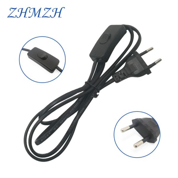 AC Power Cord 1.8m on-off Switch Plug Wire Two-pin  Cable Extension Cords Black White Line For LED lamp - Image 6