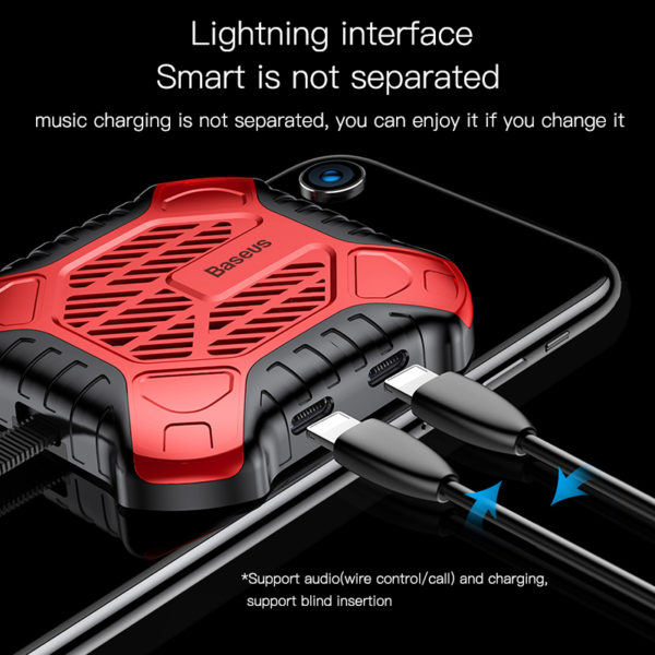 Baseus 3 in 1 Mobile Phone Cooler For iPhone X 8 7 6 6S Plus 5S SE Game Heat Sink Audio Radiator with Aux Charging Cable Adapter - Image 2