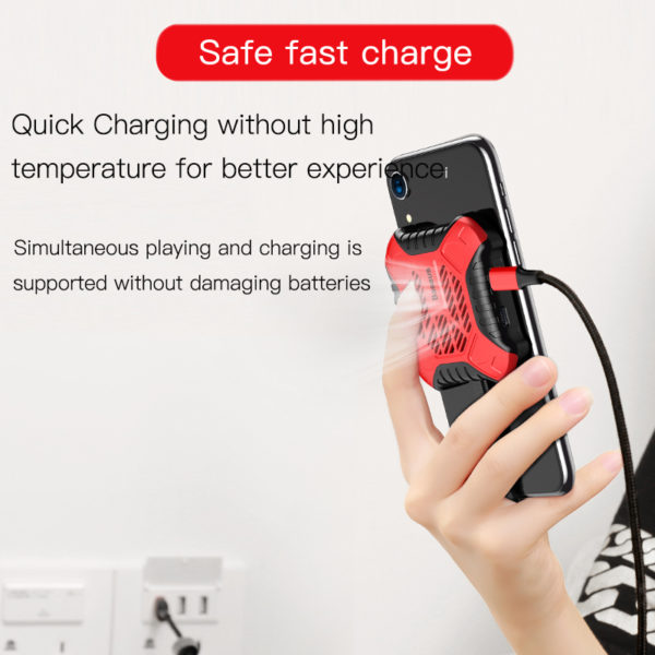 Baseus 3 in 1 Mobile Phone Cooler For iPhone X 8 7 6 6S Plus 5S SE Game Heat Sink Audio Radiator with Aux Charging Cable Adapter - Image 3