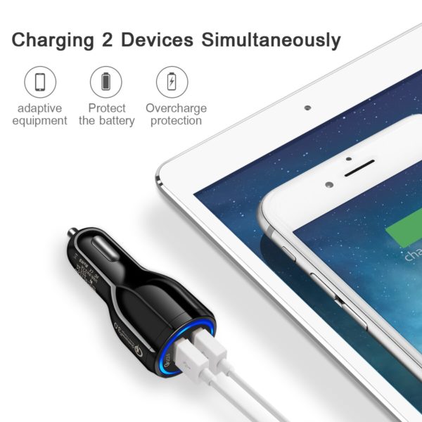 Car charger quick 3.0 Dual USB  Adapter auto battery charger for iphone samsung mini fast  for moblie phone - Image 2