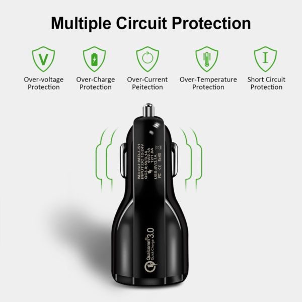 Car charger quick 3.0 Dual USB  Adapter auto battery charger for iphone samsung mini fast  for moblie phone - Image 4