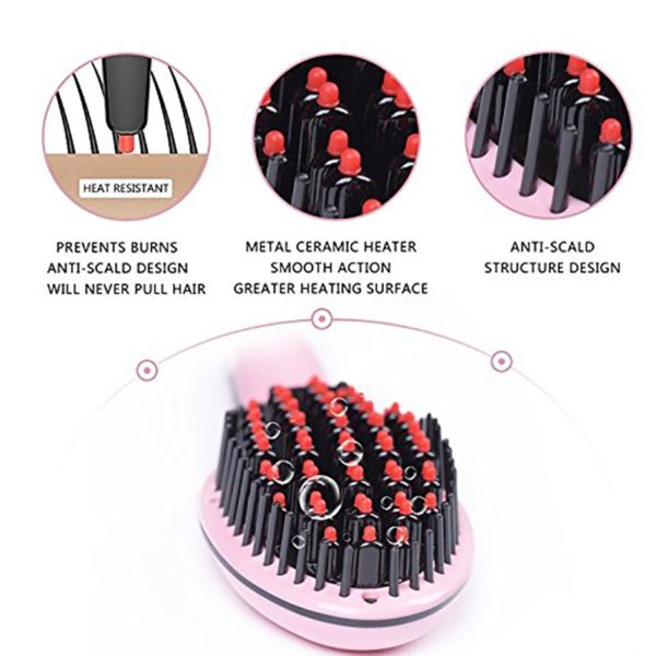 Ceramic Hair Straightener Brush Fast Electric Comb - Image 5