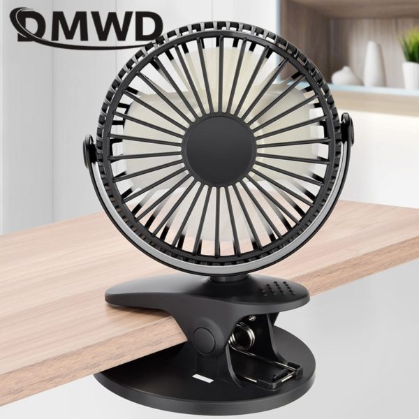 DMWD Mini Mute Clip Fan Rechargeable table with battery 4 blades Portable Air Cooling 3 Gear Speeds Desk Fan with USB Output - Image 3