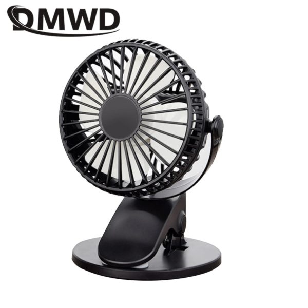 DMWD Mini Mute Clip Fan Rechargeable table with battery 4 blades Portable Air Cooling 3 Gear Speeds Desk Fan with USB Output - Image 5