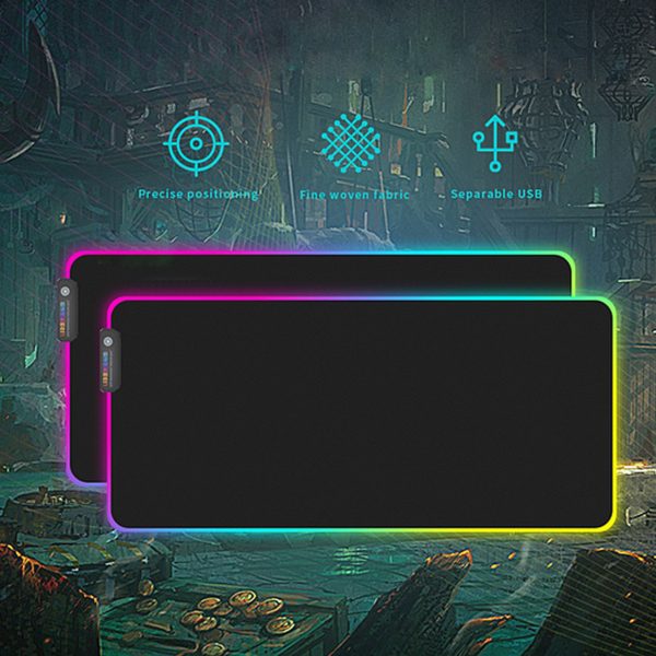 Elisona 40x90cm Large LED RGB Mouse Pad USB Wired Gaming  Mice Mat for Overwatch Lol Dota Csgo Borderlands Fallout Gamer - Image 2