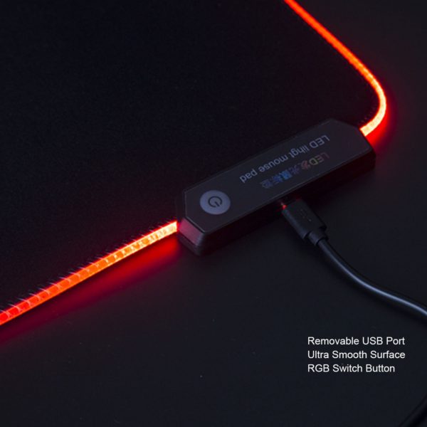 Elisona 40x90cm Large LED RGB Mouse Pad USB Wired Gaming  Mice Mat for Overwatch Lol Dota Csgo Borderlands Fallout Gamer - Image 4