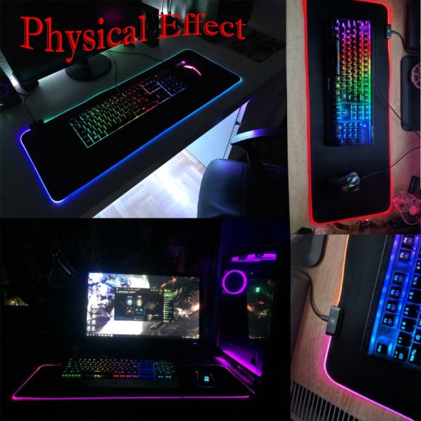 Elisona 40x90cm Large LED RGB Mouse Pad USB Wired Gaming  Mice Mat for Overwatch Lol Dota Csgo Borderlands Fallout Gamer - Image 6