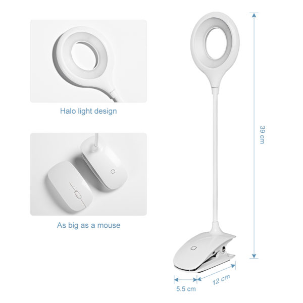 Finether Clip Desk Lamp LED Reading Bedside - Image 4