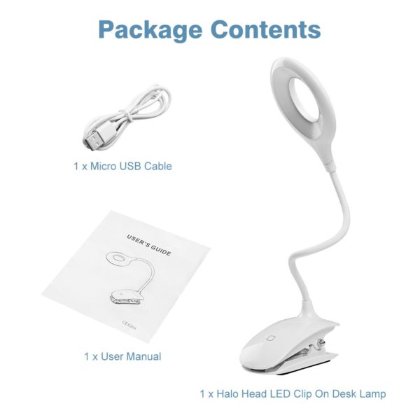 Finether Clip Desk Lamp LED Reading Bedside - Image 5