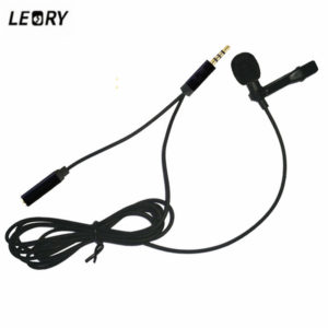 LEORY Karaoke Microphones 3.5mm Clip On Omni-Directional Mic With Headphone Earphone plug