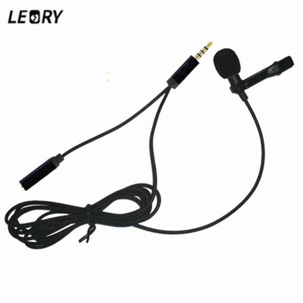 LEORY Karaoke Microphones 3.5mm Clip On Omni-Directional Mic With Headphone Earphone plug