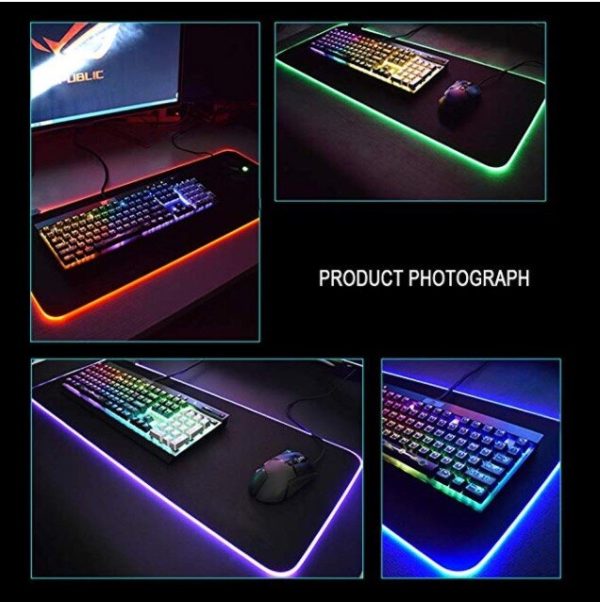 Led Lighting Gaming Mouse Pad RGB Oversized Glowing USB LED Extended Illuminated Keyboard Non-slip Blanket Mat for DOTA PUBG - Image 4