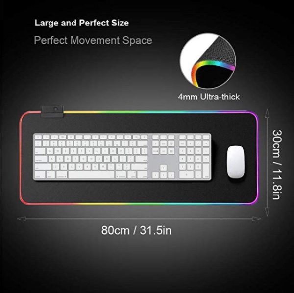 Led Lighting Gaming Mouse Pad RGB Oversized Glowing USB LED Extended Illuminated Keyboard Non-slip Blanket Mat for DOTA PUBG - Image 5