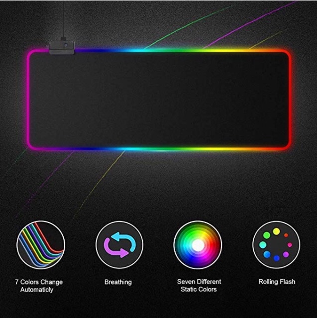 RGB Colorful LED Lighting Gaming Mouse Pad Mat 400*900mm for PC Laptop UK