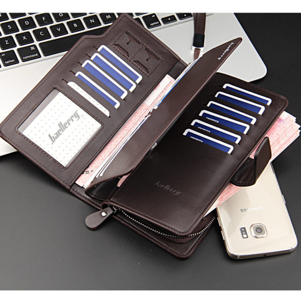Men Wallets Top Quality Male Clutch Big Capacity Cellphone Bag  Leather purse Zipper Pocket  Man Purse Long Baellerry - Image 4