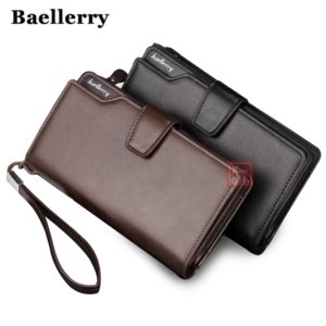 Men Wallets Top Quality Male Clutch Big Capacity Cellphone Bag  Leather purse Zipper Pocket  Man Purse Long Baellerry