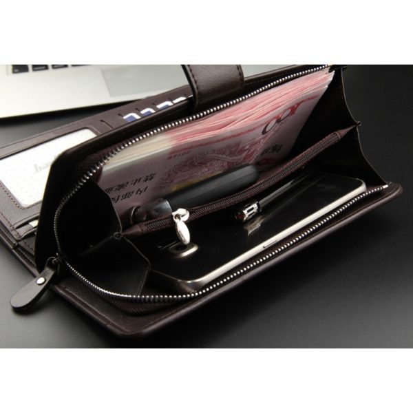 Men Wallets Top Quality Male Clutch Big Capacity Cellphone Bag  Leather purse Zipper Pocket  Man Purse Long Baellerry - Image 5