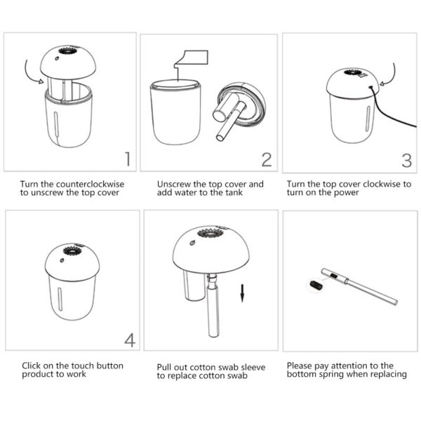 New fashion triple mushroom lamp multi-function humidifier office air mini USB - Image 5
