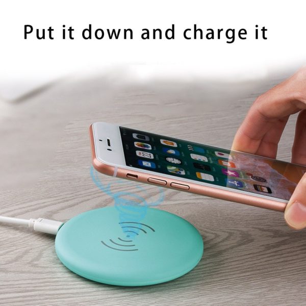 colorful mini wireless charger for phone qi samsung huawei iphone X quick charge auto universal without wire - Image 6