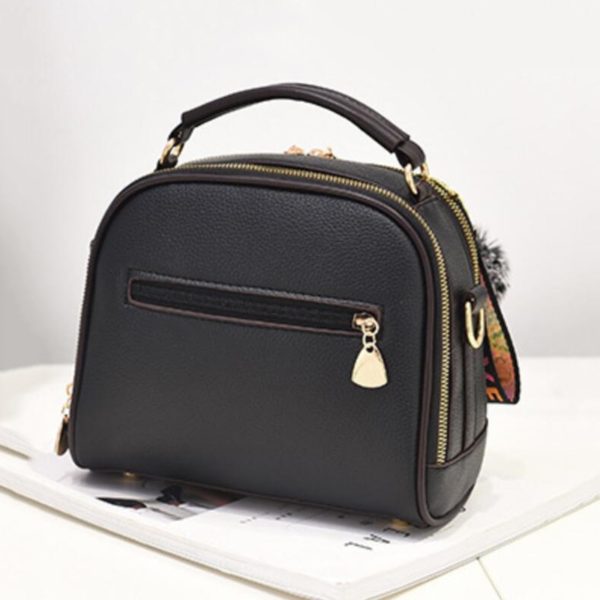 2019 Women Shoulder Bags Crossbody Bag For  Handbag PU Leather Full Moon Candy Color Cute With Fur Ball shell shape bag - Image 4