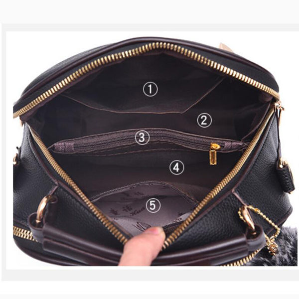 2019 Women Shoulder Bags Crossbody Bag For  Handbag PU Leather Full Moon Candy Color Cute With Fur Ball shell shape bag - Image 5