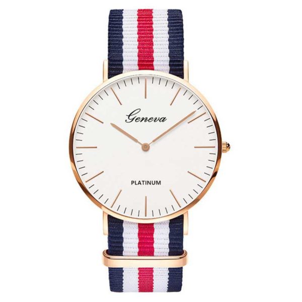 Women's Striped Textile Watch - Image 6