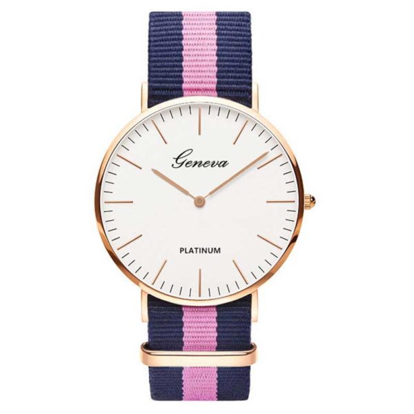 Women's Striped Textile Watch - Image 7