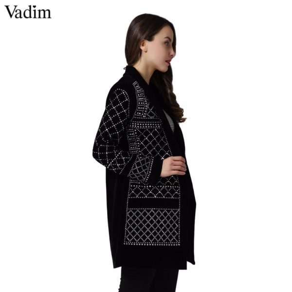 Fashion Sexy Geometric Pattern Rhinestone Notcjed Collar long-sleeved bodycon tight Blazer ZC071 - Image 2