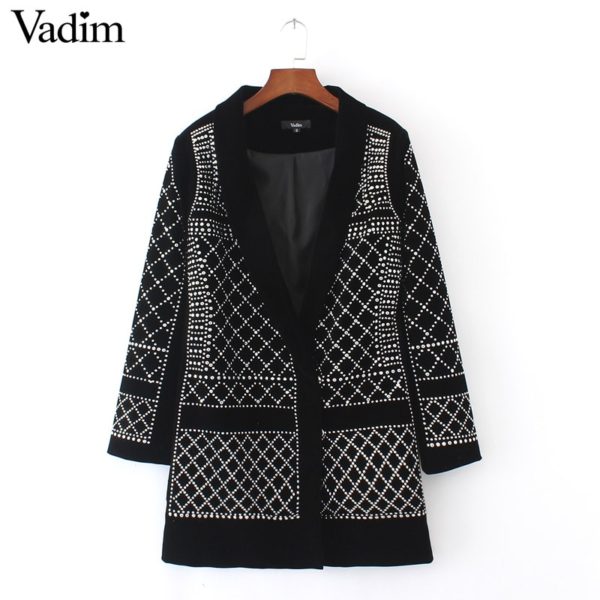 Fashion Sexy Geometric Pattern Rhinestone Notcjed Collar long-sleeved bodycon tight Blazer ZC071 - Image 3