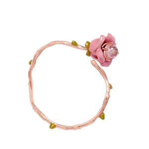JUICY GRAPE European personality exaggerated geometric irregular opening bracelet women's fashion pink Enamel flower bracelet