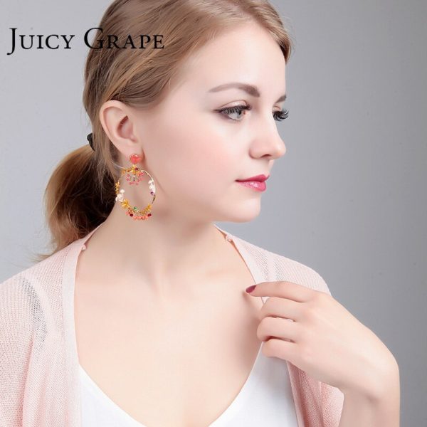 Juicy Grape 2019 Handmade Enamel Mushroom Stud  Tassel Earrings Prevent Allergy 925 Silver Needle Women Fashion Jewelry - Image 4