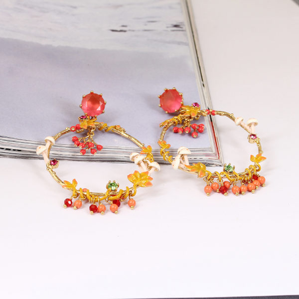 Juicy Grape 2019 Handmade Enamel Mushroom Stud  Tassel Earrings Prevent Allergy 925 Silver Needle Women Fashion Jewelry - Image 5