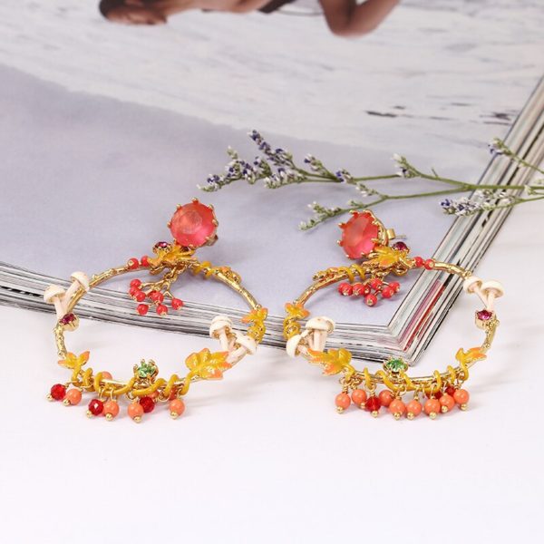 Juicy Grape 2019 Handmade Enamel Mushroom Stud  Tassel Earrings Prevent Allergy 925 Silver Needle Women Fashion Jewelry - Image 6