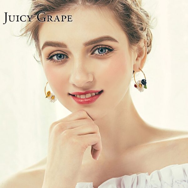 Juicy Grape 925 Silver Needle Earring New Fresh Animal Butterfly White Flower  Copper Gilded  For Women - Image 3