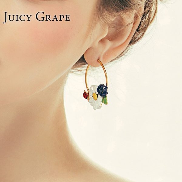 Juicy Grape 925 Silver Needle Earring New Fresh Animal Butterfly White Flower  Copper Gilded  For Women - Image 4