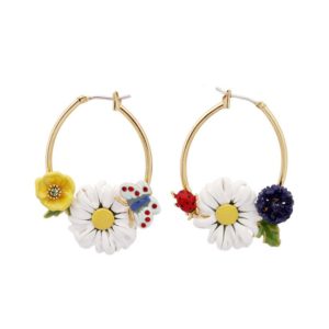 Juicy Grape 925 Silver Needle Earring New Fresh Animal Butterfly White Flower  Copper Gilded  For Women