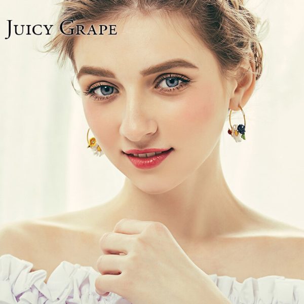 Juicy Grape 925 Silver Needle Earring New Fresh Animal Butterfly White Flower  Copper Gilded  For Women - Image 5