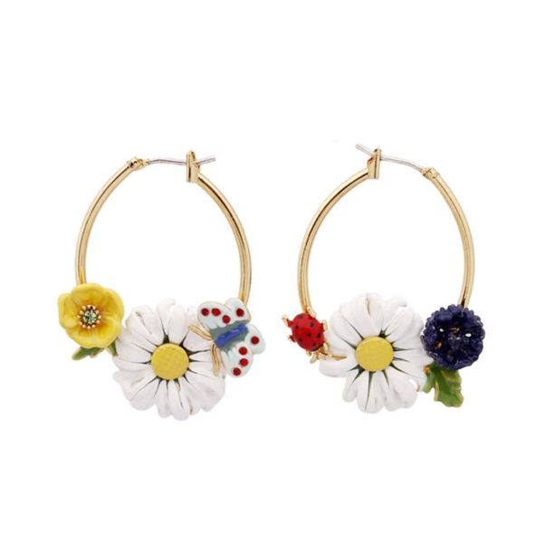 Juicy Grape 925 Silver Needle Earring New Fresh Animal Butterfly White Flower  Copper Gilded  For Women